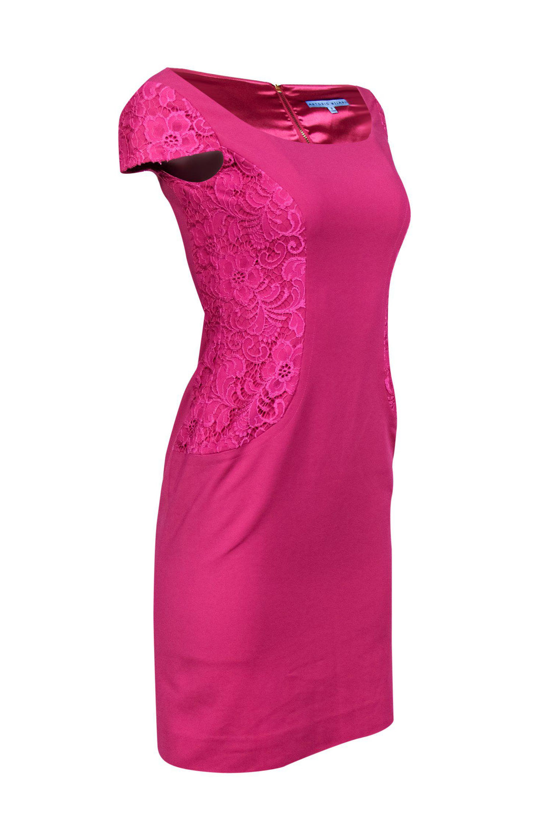 Antonio Melani - Hot Pink Sheath Dress w/ Lace Paneling Sz 0