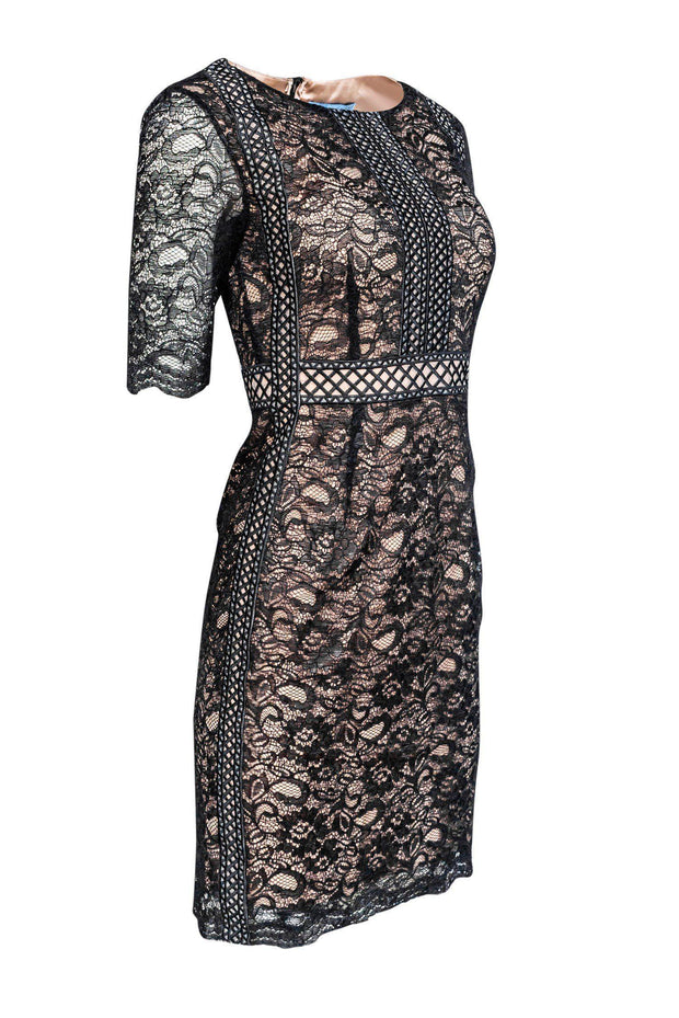 Antonio Melani - Midi Dress w/ Black Lace Overlay Sz 2 Antonio Melani - Midi Dress w/ Black Lace Overlay Sz 2