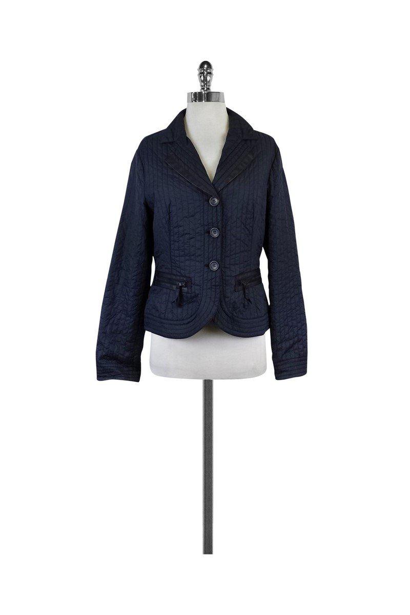 美品 ARMANI COLLEZIONI 伸縮性 Quilted Jacket Armani Collezioni - Navy Quilted Nylon Jacket Sz 8