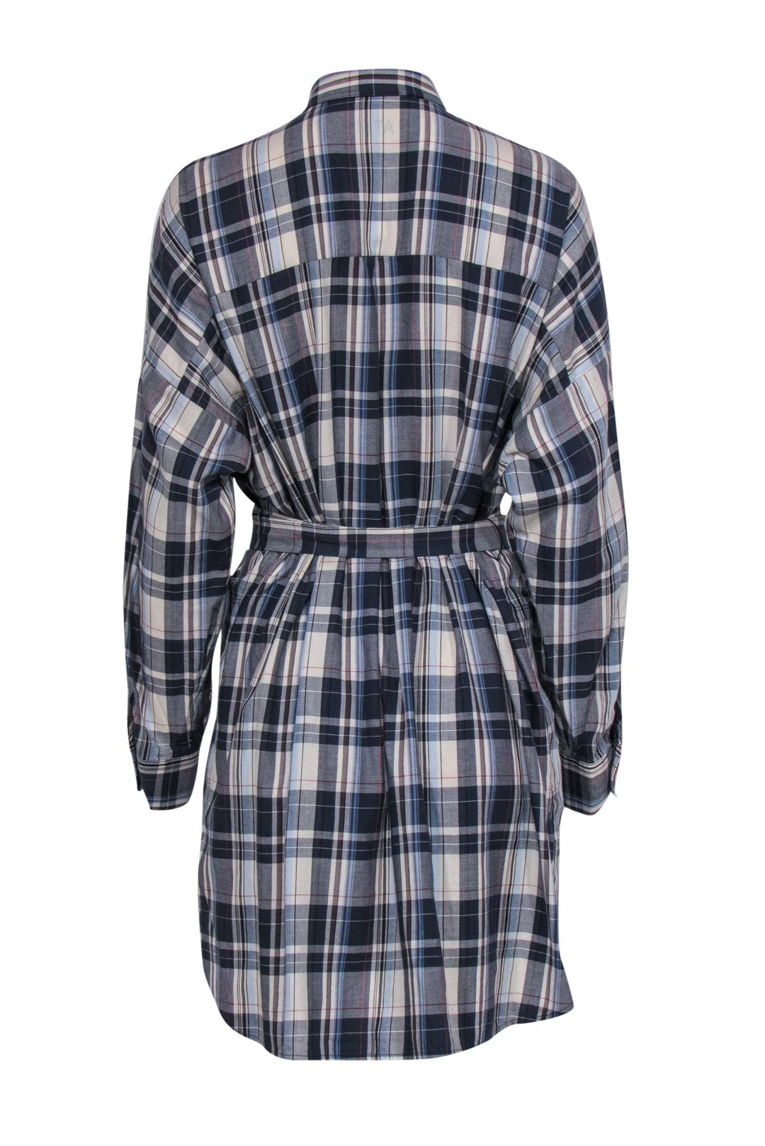 ATM - Navy & Ivory Long Sleeve Flannel Dress w/ Belt Sz M ATM - Navy & Ivory Long Sleeve Flannel Dress w/ Belt Sz M