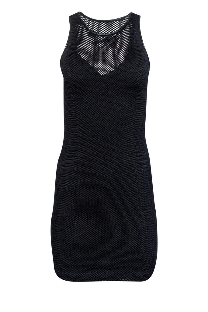 AYR - Black Mesh Dress w/ Faux Leather Trim Sz S AYR - Black Mesh Dress w/ Faux Leather Trim Sz S