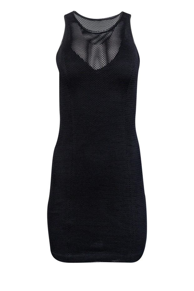 AYR - Black Mesh Dress w/ Faux Leather Trim Sz S AYR - Black Mesh Dress w/ Faux Leather Trim Sz S