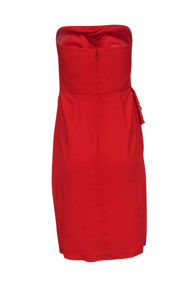 Badgley Mischka - Red Strapless Tiered Ruffle Cocktail Dress Sz 6 Badgley Mischka - Red Strapless Tiered Ruffle Cocktail Dress Sz 6