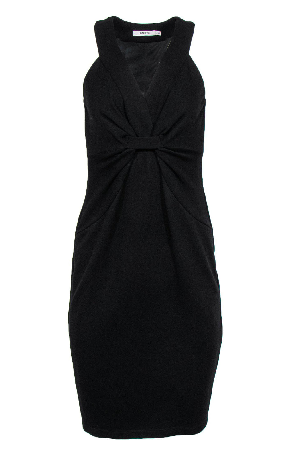 Bailey 44 - Black Sheath Midi Dress w/ Gathered Front Sz S Bailey 44 - Black Sheath Midi Dress w/ Gathered Front Sz S