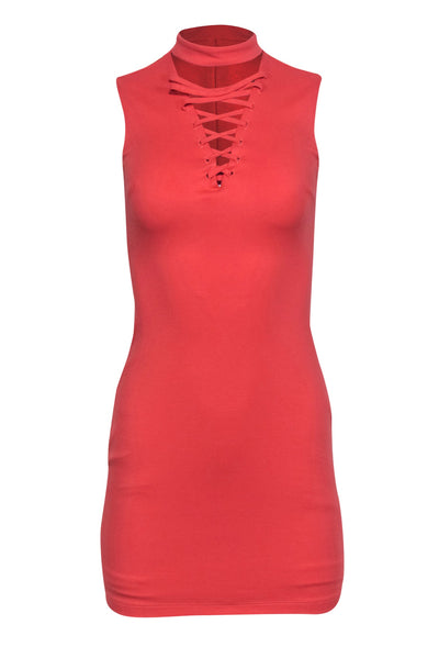 Bailey 44 - Coral Lace-Up Mock Neck Bodycon Dress Sz XS Bailey 44 - Coral Lace-Up Mock Neck Bodycon Dress Sz XS