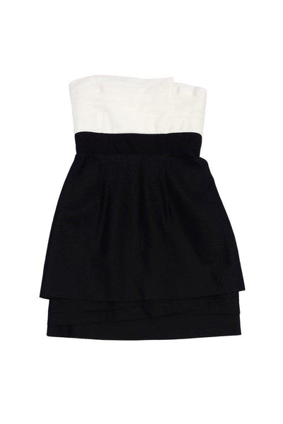 Current Boutique-BCBG - Black & White Silk Strapless Dress Sz 0