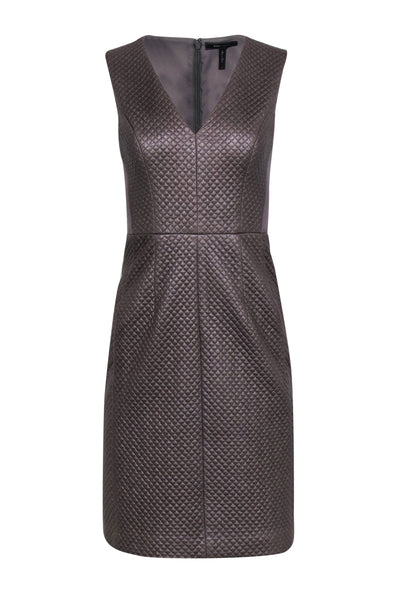 BCBG Max Azria - Taupe Quilted Faux Leather Dress Sz 0 BCBG Max Azria - Taupe Quilted Faux Leather Dress Sz 0