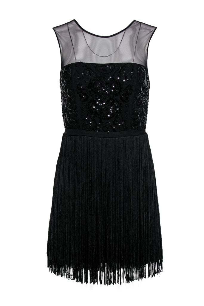 bcbg black sequin dress Sequin Crepe Dress Gold & Black Combo / 6