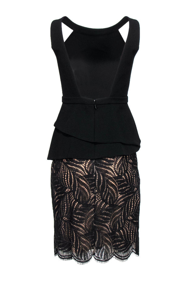 black peplum sheath dress Terani Couture 252C5024 - Knee Length Matte Satin Sheath Dress