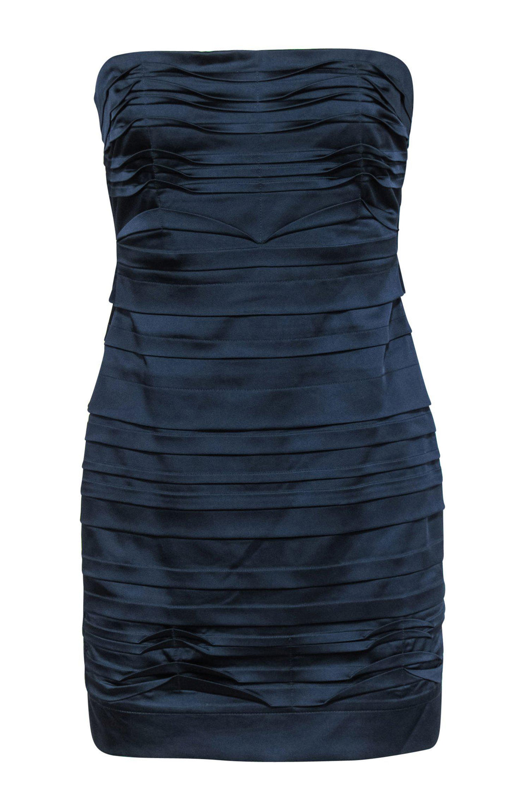BCBG Max Azria - Teal Strapless Ruched Satin Bodycon Dress Sz 6 BCBG Max Azria - Teal Strapless Ruched Satin Bodycon Dress Sz 6