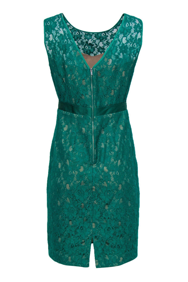 BCBG Max Azria - Green Lace Overlay Fitted Dress Sz 8 BCBG Max Azria - Green Lace Overlay Fitted Dress Sz 8