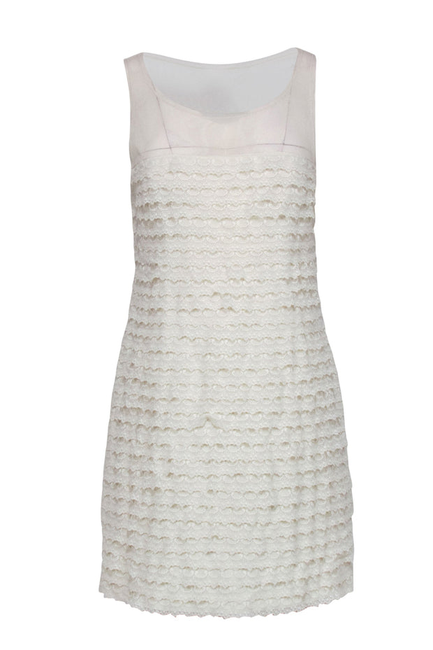 bcbg lace shift dress BCBG Women's Floral Lace Ruffle Hem Shift Dress