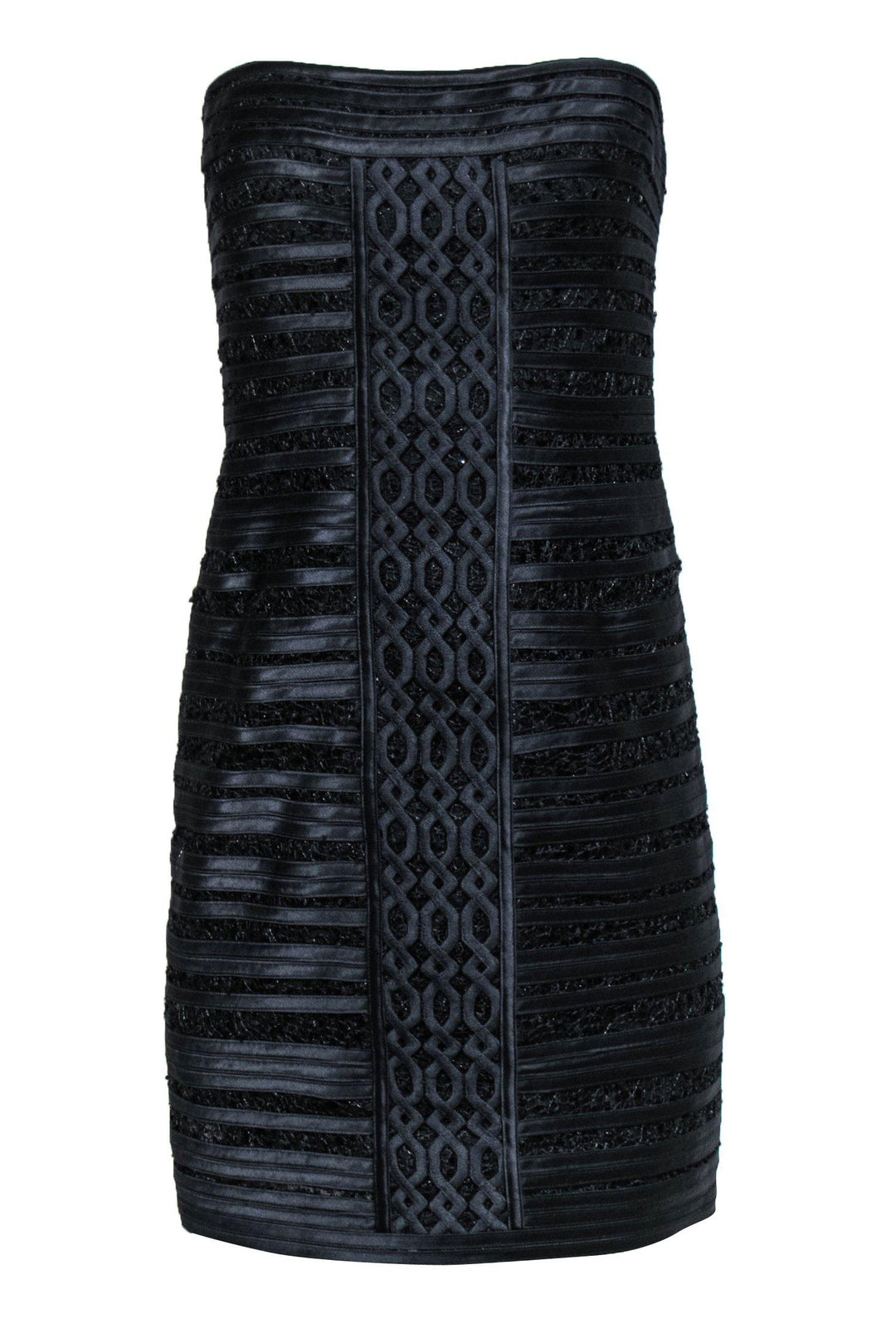 BCBG Max Azria - Navy "Moore" Strapless Bodycon Satin & Lace Dress Sz 8