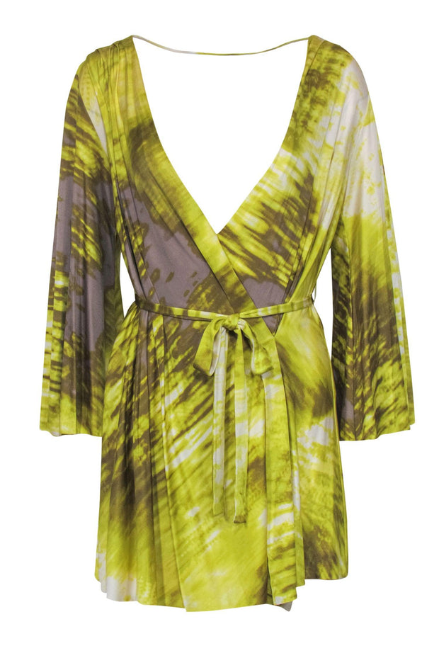 Max Azria - Bright Lime Green Deep Plunge Open Back Mini Dress Sz S Max Azria - Bright Lime Green Deep Plunge Open Back Mini Dress Sz S