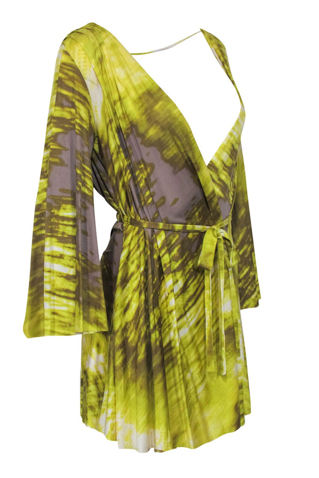 Max Azria - Bright Lime Green Deep Plunge Open Back Mini Dress Sz S Max Azria - Bright Lime Green Deep Plunge Open Back Mini Dress Sz S