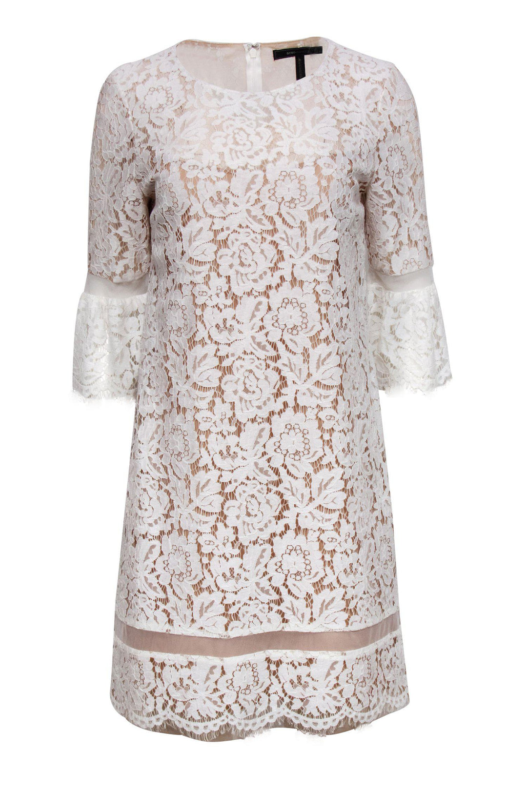 BCBG Max Azria - White Lace Cropped Sleeve Shift Dress Sz S BCBG Max Azria - White Lace Cropped Sleeve Shift Dress Sz S