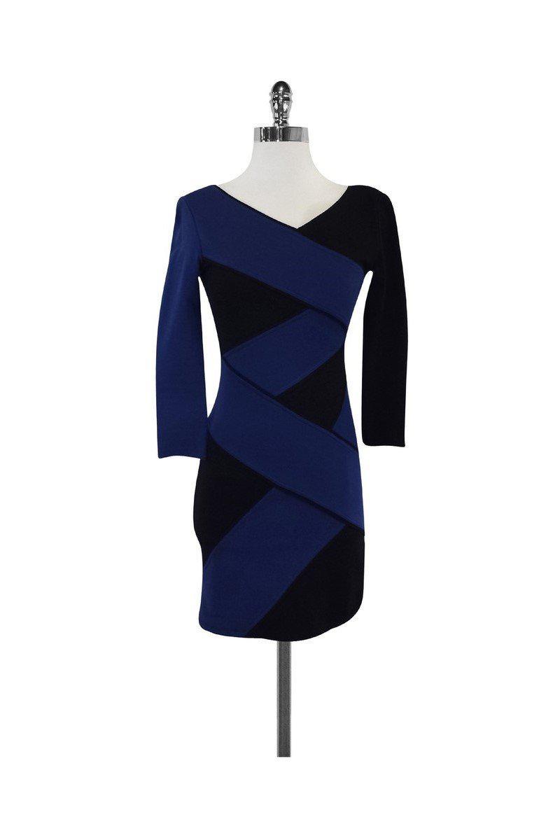 bcbg dresses blue Stripe Organza Gown