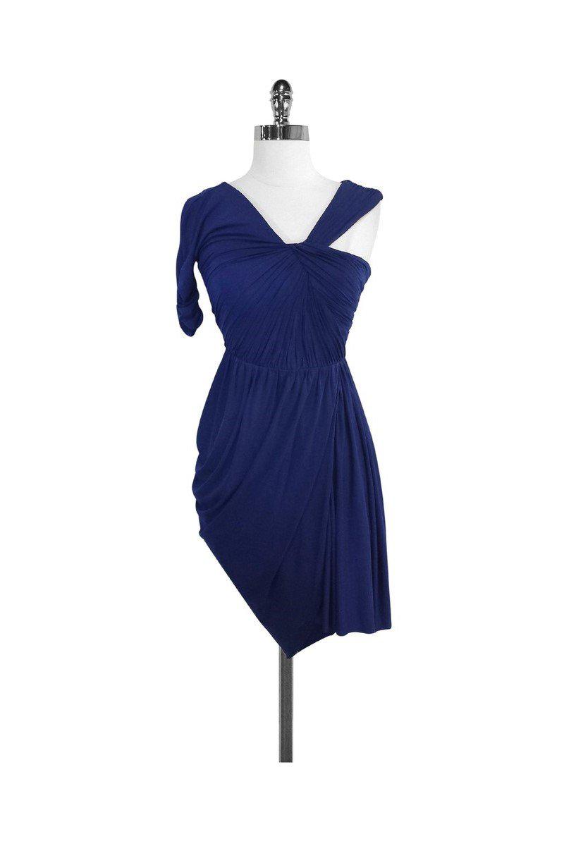 BCBG - Blue Gathered One Shoulder Dress Sz XS