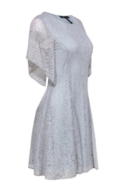 BCBG Max Azria - Icy Blue Lace Flounce Sleeve A-Line Dress Sz XS | Current Boutique BCBG Max Azria - Icy Blue Lace Flounce Sleeve A-Line Dress Sz XS | Current Boutique