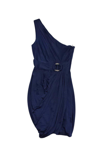 Current Boutique-BCBG - Navy One Shoulder Dress Sz XS