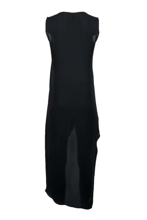 BCBG Max Azria - Black High-Low Midi Dress w/ Draping Sz XXS BCBG Max Azria - Black High-Low Midi Dress w/ Draping Sz XXS