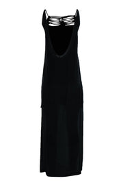 bcbg black high low dress High Low Gown With Flower Black & Sky Captain Combo / 6