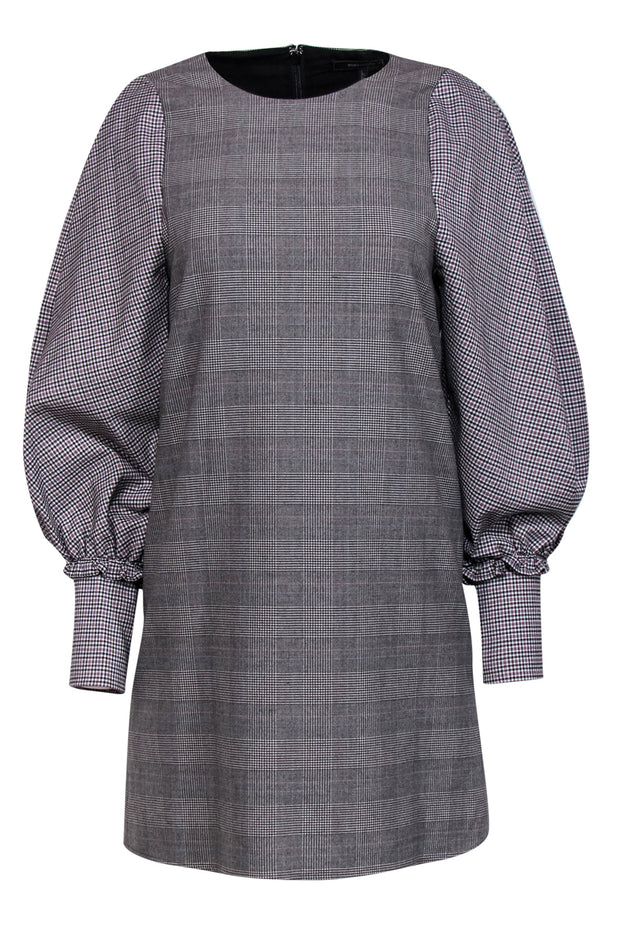 BCBG Max Azria - Gray & Purple Plaid Long Sleeve Shift Dress Sz XXS BCBG Max Azria - Gray & Purple Plaid Long Sleeve Shift Dress Sz XXS