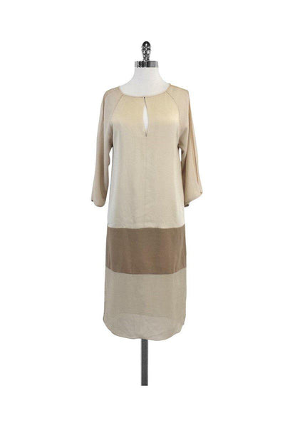 Current Boutique-BCBG Max Azria Runway - Tan & Brown Colorblock Tilda Dress Sz XS