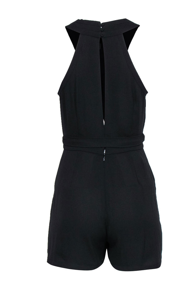 BCBGMAXAZRIA Womens Criss-Cross Halter Romper - Black - Xs BCBGMAXAZRIA Womens Criss-Cross Halter Romper - Black - Xs