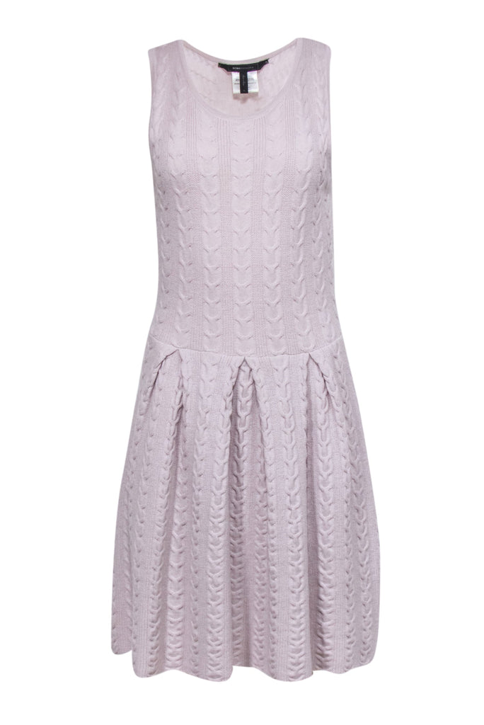 BCBG Max Azria - Grey Wool Cable Knit Fit and Flare Dress Sz M BCBG Max Azria - Grey Wool Cable Knit Fit and Flare Dress Sz M