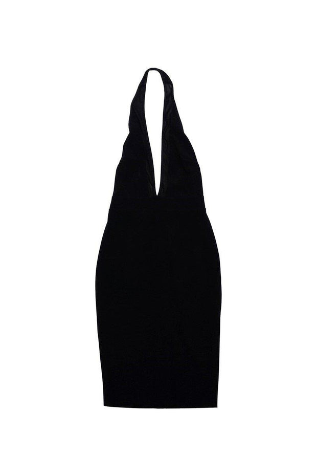 Bec & Bridge - Black Plunge Neck Mesh Halter Dress Sz 4 Bec & Bridge - Black Plunge Neck Mesh Halter Dress Sz 4