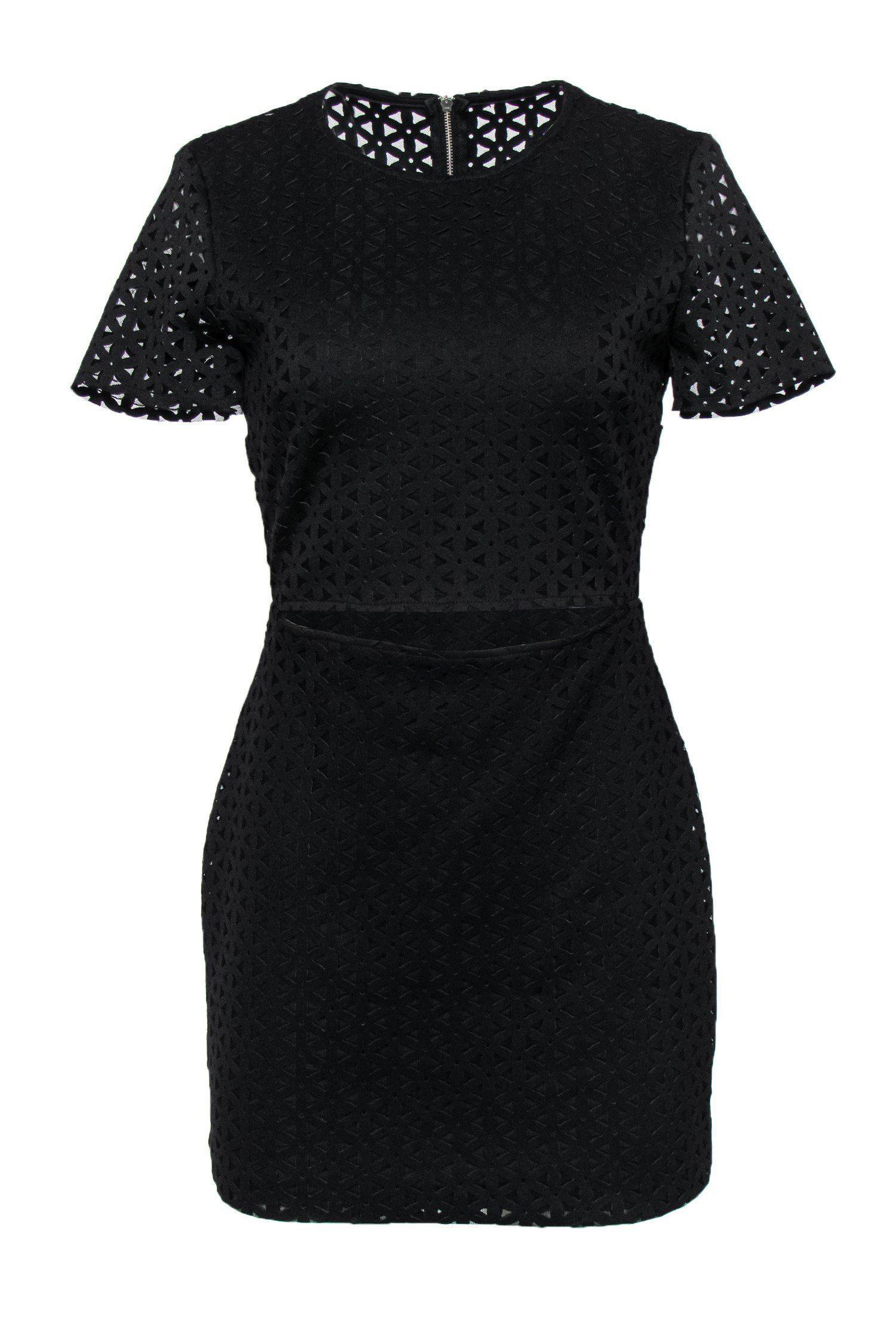 Bec & Bridge - Black Eyelet Sheath Dress w/ Cutout Sz 6