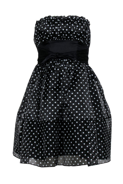 Betsey Johnson - Black & White Polka Dot Strapless Fit & Flare Dress S Betsey Johnson - Black & White Polka Dot Strapless Fit & Flare Dress S