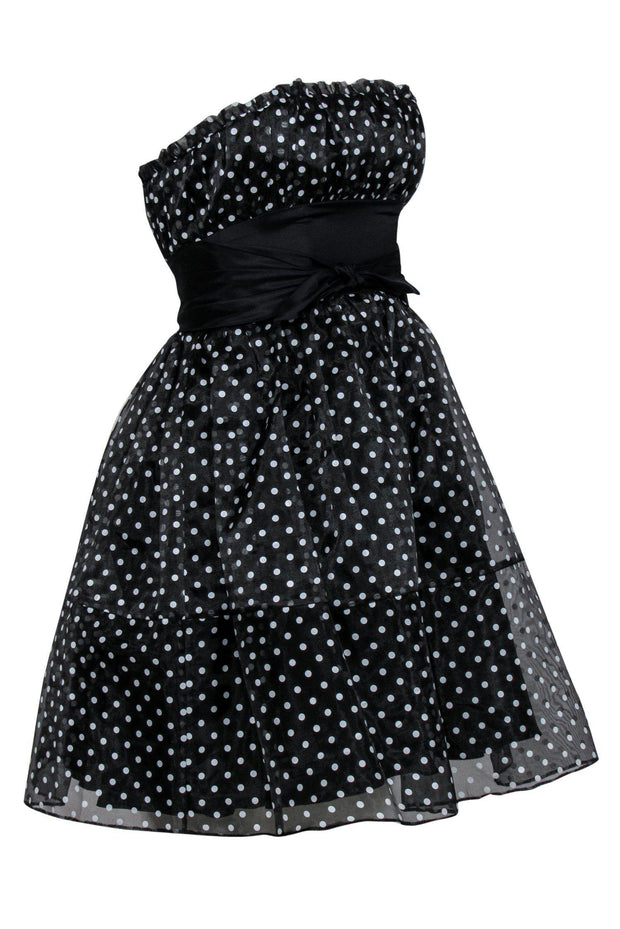 Betsey Johnson - Black & White Polka Dot Strapless Fit & Flare Dress S Betsey Johnson - Black & White Polka Dot Strapless Fit & Flare Dress S