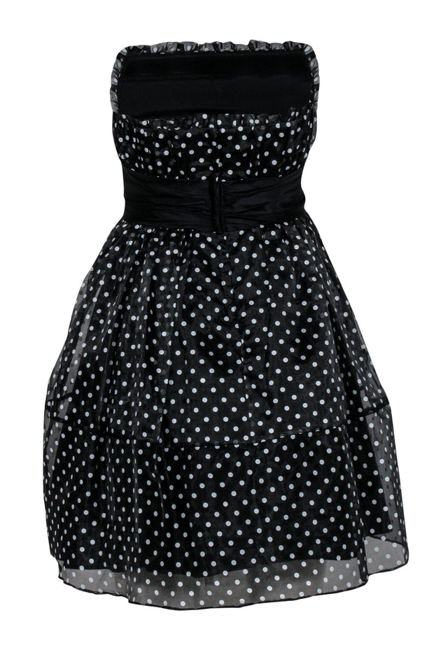 Betsey Johnson - Black & White Polka Dot Strapless Fit & Flare Dress S Betsey Johnson - Black & White Polka Dot Strapless Fit & Flare Dress S