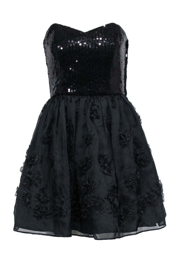 Betsey Johnson - Black Strapless Fit & Flare Dress w/ Sequin Bodice & Betsey Johnson - Black Strapless Fit & Flare Dress w/ Sequin Bodice &