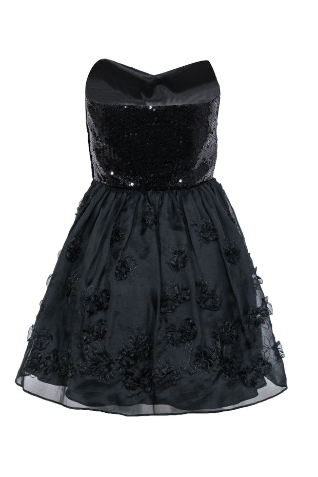 Betsey Johnson - Black Strapless Fit & Flare Dress w/ Sequin Bodice & Betsey Johnson - Black Strapless Fit & Flare Dress w/ Sequin Bodice &