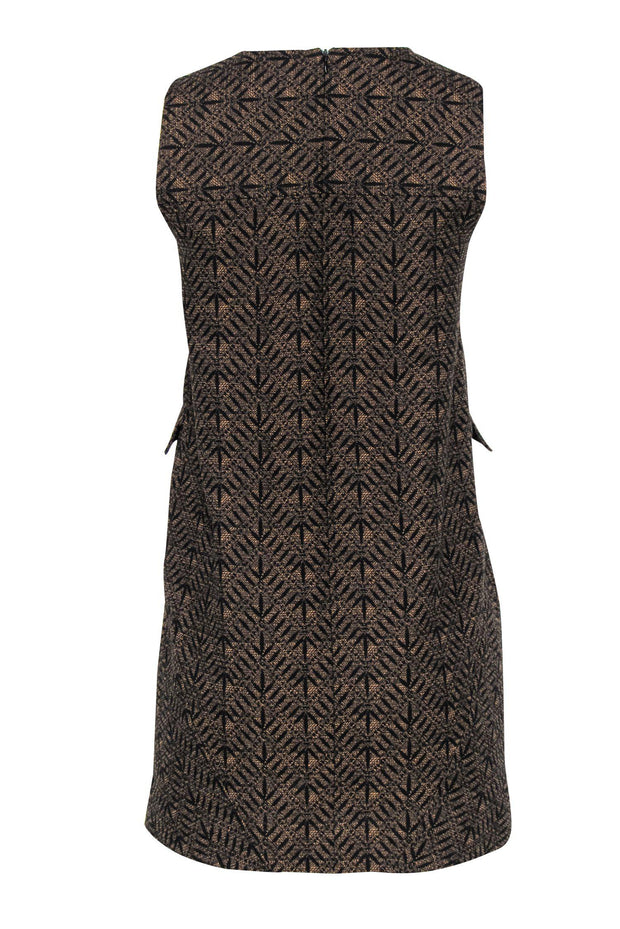 Billy Reid - Black & Gold Patterned Tweed Shift Dress Sz S Billy Reid - Black & Gold Patterned Tweed Shift Dress Sz S