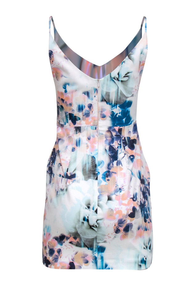Current Boutique-Black Halo - Blue and Pink Abstract Floral Print Mini Sundress Sz 2