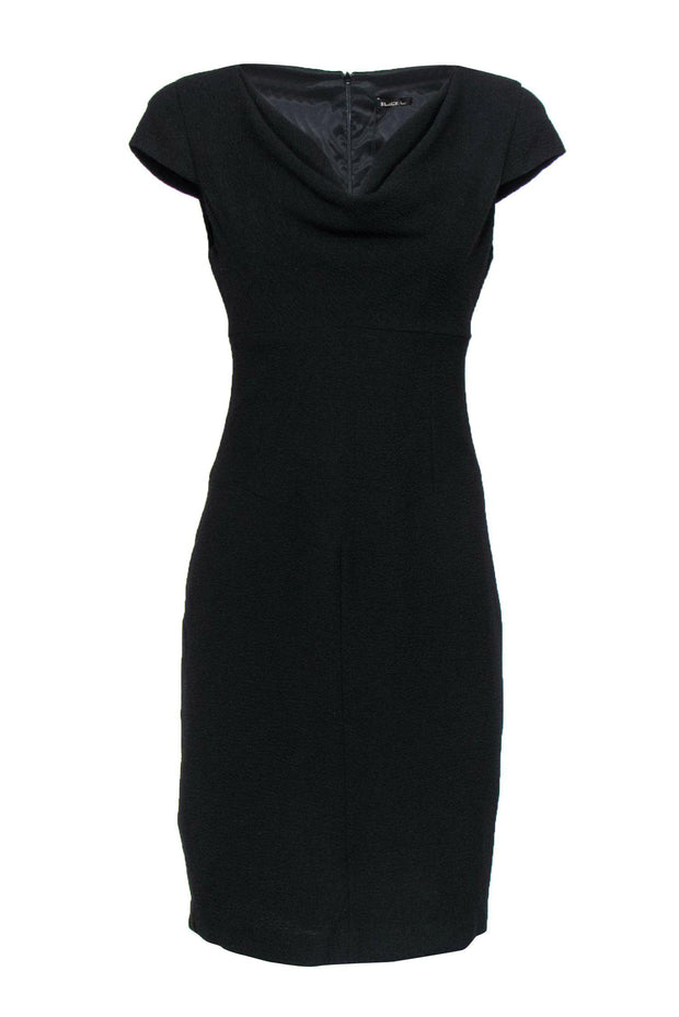 Black Halo - Black Textured Cowl Neck Sheath Dress Sz 8 Black Halo - Black Textured Cowl Neck Sheath Dress Sz 8