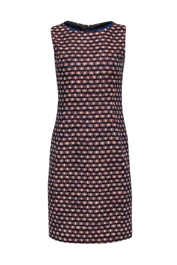 Brooks Brothers - Red, Blue, & Cream Tweed Shift Dress w/ Blue Velvet Brooks Brothers - Red, Blue, & Cream Tweed Shift Dress w/ Blue Velvet