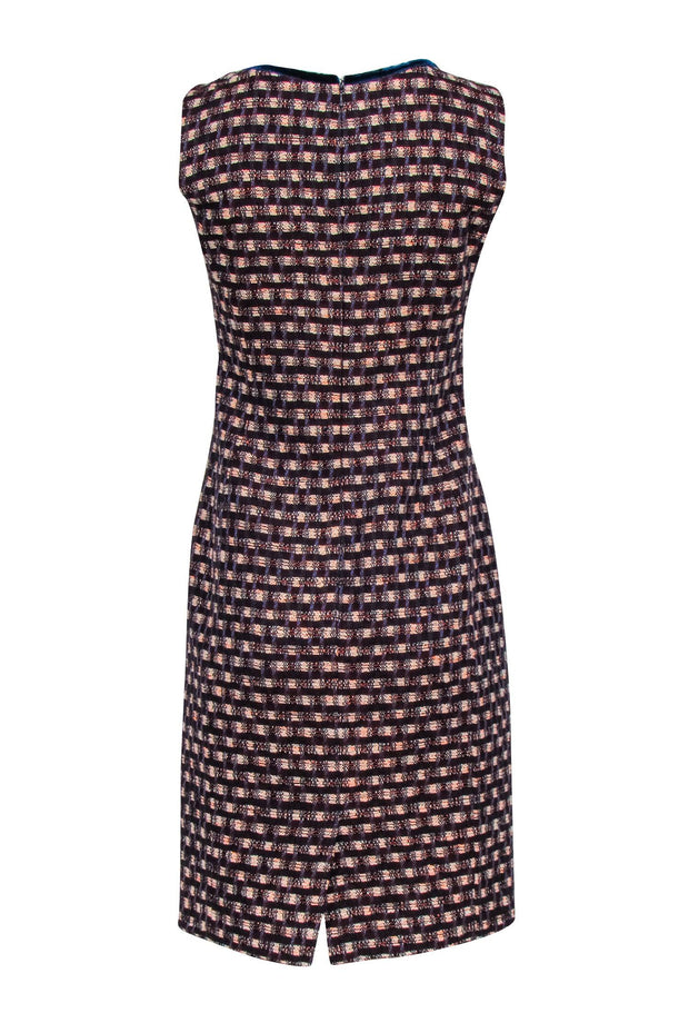 Current Boutique-Brooks Brothers - Red, Blue, & Cream Tweed Shift Dress w/ Blue Velvet Trim Sz 4