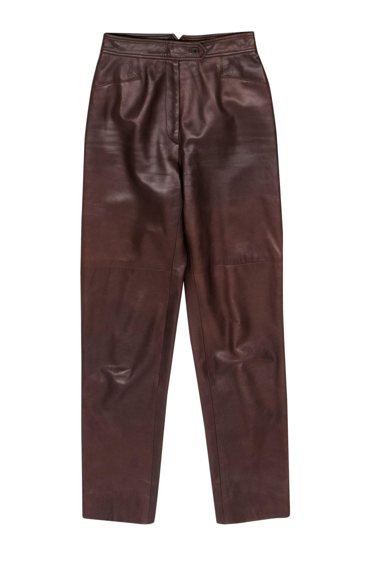 Current Boutique-Burberry - Vintage Smooth Brown Leather Pants Sz 2