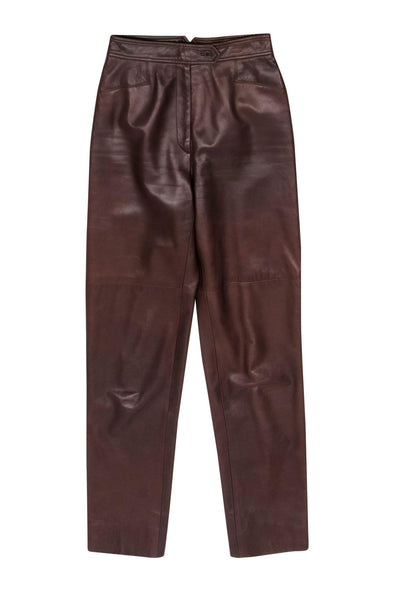 Current Boutique-Burberry - Vintage Smooth Brown Leather Pants Sz 2