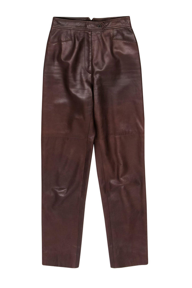 Current Boutique-Burberry - Vintage Smooth Brown Leather Pants Sz 2