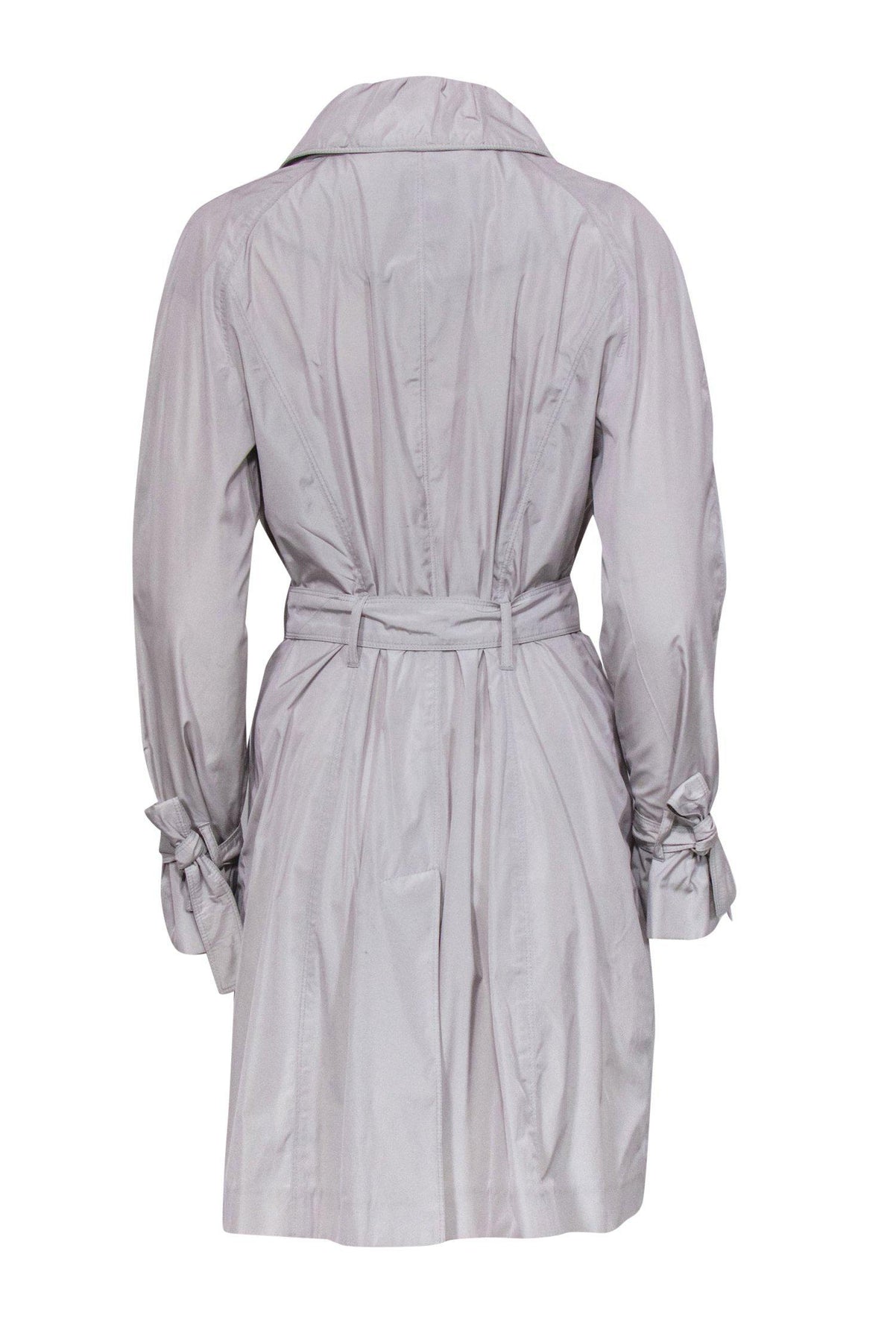 Current Boutique-Burberry - Light Grey Open Front Trench Coat w/ Belted Cuffs Sz 10
