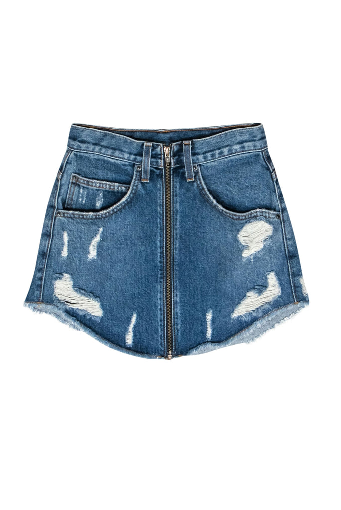 Carmar Skirts Lf Jean Skirt Carmar Medium Wash Distressed Zip-Up