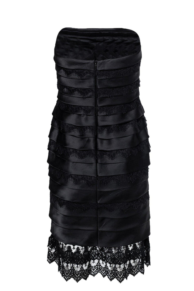 Carmen Marc Valvo - Black Layered Lace Strapless Dress Sz 6 Carmen Marc Valvo - Black Layered Lace Strapless Dress Sz 6