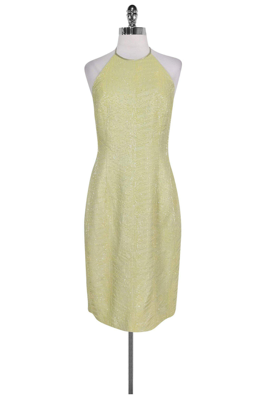 Carmen Marc Valvo - Green Beaded Halter Dress Sz 6 Carmen Marc Valvo - Green Beaded Halter Dress Sz 6
