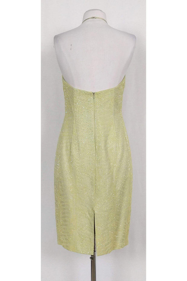 carmen marc valvo green dress CARMEN MARC VALVO V-Neck Dress